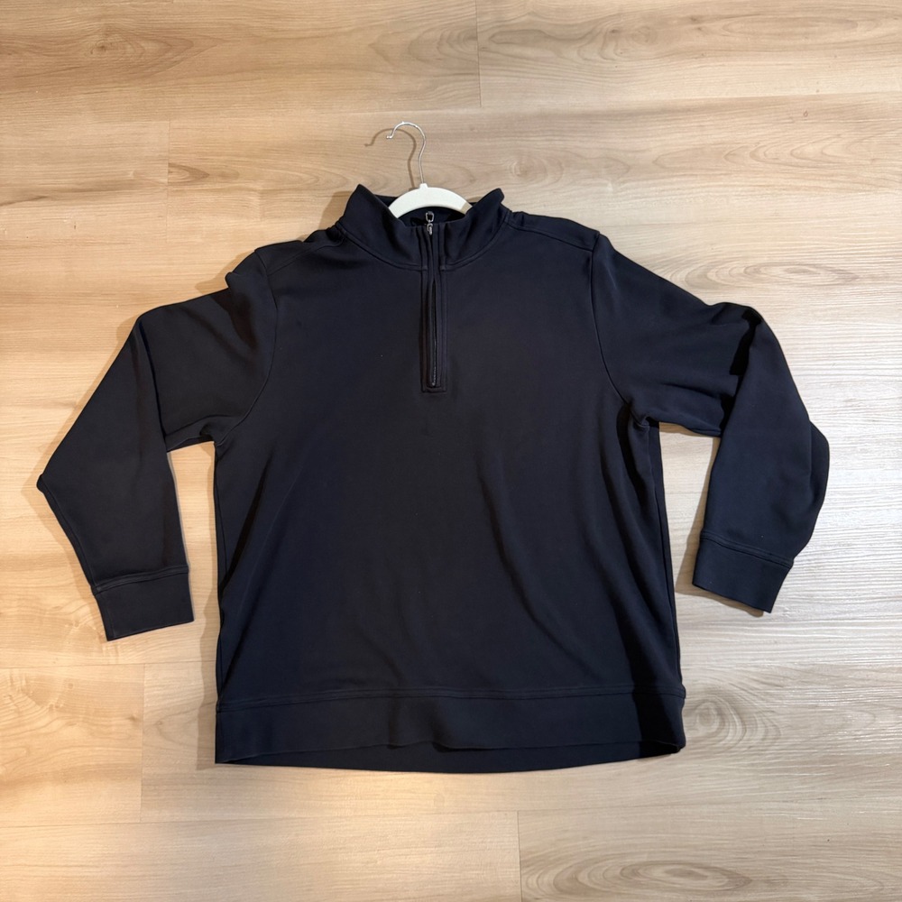 Tommy Bahama Quarter Zip Pullover Black XL Mens Pima Cotton Ribbed Trim Casual - Picture 11 of 11